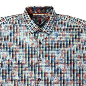 Visconti Black Shirt Men's Large Multicolor Long Sleeve Button Up Geometric Cuff